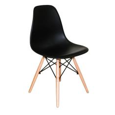 Cadeira Charles Eames Wood Design Eiffel De Jantar Preta