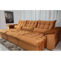 Sofá Retrátil e Reclinável Ipanema 2,10m em Tecido Veludão C/ 03 Módulos - Montagem Inclusa