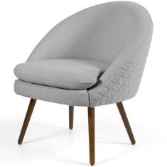 Poltrona Decorativa Fixa Pés Palito Rafa D02 Tressê Linho Cinza C-315 