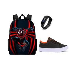 Conjunto Masculino Escolar lançamento mochila mais Tenis CasuaL E Relo