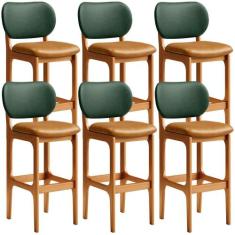 Kit 6 Banquetas Alta Bar Cozinha Jantar Betta L02 Imbuia Material Sint