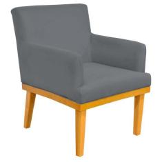 Poltrona Decorativa Para Sala de Estar Base Mel Beatriz W01 Suede Cinz