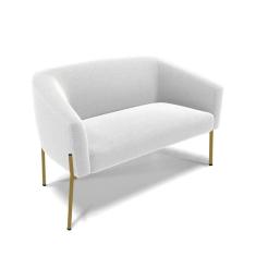 Sofá Namoradeira 2 Lugares Pé Ferro Dourado Stella Bouclê D03 - D`rossi Cor Off White
