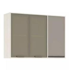 Armário Aéreo de Cozinha 120 cm 1 Porta Fechada 2 Portas com Vidro Ref