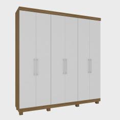 Guarda Roupa Casal 6 Portas 3 Gavetas Paranoá Móveis Rimo Freijo/Branco