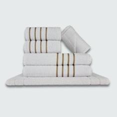 Jogo De Toalhas 2 Banho 2 Rosto 2 Piso - 6 Pçs Montreal 100% Algodão -