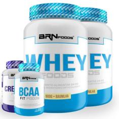 Kit 2x Whey Foods 900g + BCAA 100g Tangerina + Creatine Foods 100g  BR