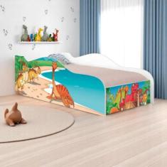 Cama Fun Jurassic Dinossauros Solteiro Com Colchão - Kids Mobili