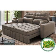 Sofá Retrátil E Reclinável 1,80m Molas Ensacadas E Costura Tripla Cama Inbox Japão Velusoft Castor