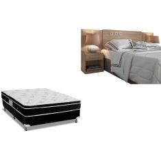 Cama Box Casal CRC + Colchão Molas Physical Ortobom + Cabeceira Plus Atacama-Jatobá