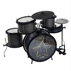 Bateria Infantil Luen Star Kids 05 Peças - Completa - Preta