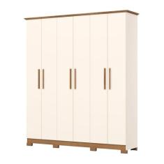 Guarda Roupa Casal 6 Portas 3 Gavetas Cover Off White/Nature - Henn