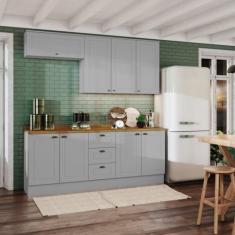 Cozinha Compacta Modulada 8 Portas 3 Gavetas Emily Cinza/Nature - Espr