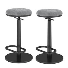 Banqueta de Barra de Metal Banqueta de Balcão com Altura Ajustável de Barra Mecânica Cadeira Alta Giratória Sem Encosto Ilha de Cozinha, Bistrô, Banqueta de Sala de Jantar de Café Altura 25,5" - 31,5"