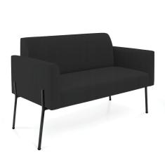 Sofá Namoradeira 2 Lugares Pé de Ferro Preto Marisa Veludo D03 - D`Rossi