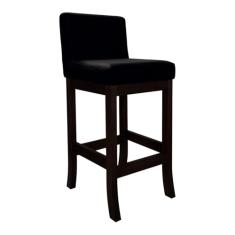 Banqueta Alta para Bancada de Cozinha em Madeira Capuccino Melody Suede Preto