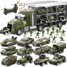 Caminhão de brinquedo JOYIN Green Military com 12 veículos fundidos sob pressão há mais de 3 anos