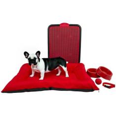 Kit Pet Médio Cama Futon Sanitário Comedouros Coleira Bola - Supri Pet