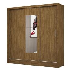 Guarda Roupa Roupeiro Dubai 3 Portas De Correr Com Espelho Central 3 Gavetas Carioca Cinamomo