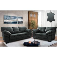 Conjunto Sofá de Couro Legítimo 3 e 2 Lugares Cama inBox Monterrey. 2,10x1,60m