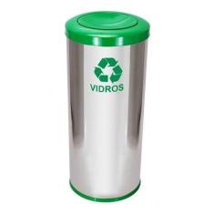 Lixeira Em Aço Inox Com Tampa Meia Esfera 50 Litros - Higipack