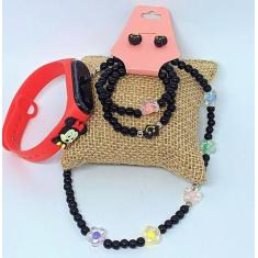 Kit Relógio Infantil Digital Led Bracelete Prova água Esportivo Menina