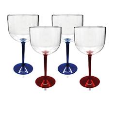 Kit 4 Taças Gin Bicolor Azul e Vermelho Acrílico Ps