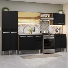 Armário De Cozinha Completa 293cm Com Pia Rustic/preto Emilly Madesa 07 Rustic/preto