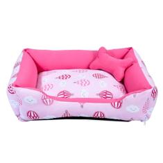 Cama para Cachorro ou Gato Tamanho Médio 60x55cm + Ossinho Balão Pink