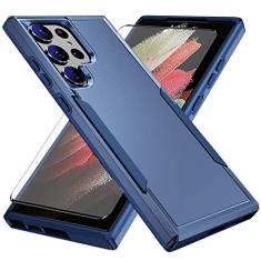 Asuwish Capa de telefone para Samsung Galaxy S23 Ultra 5G com película protetora de tela de vidro temperado e acessórios para celular de corpo inteiro híbrido fino S23ultra 23S S 23 S23ultra5g