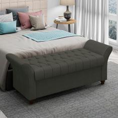 Recamier Calçadeira Bau 140 Cm Pes Mdf Ogeo Linho Sl 74 Peer