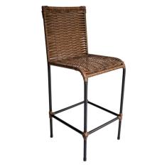 Banqueta Alta Diplomata Em Aço Carbono E Fibra Sintética Argila