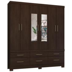 Guarda Roupa Casal 6 Portas Vêneto c/ Espelho 66020ES Ébano Touch Demó