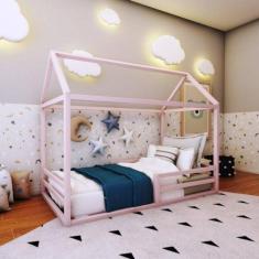 Cama Casinha Infantil Ludika Mobilia limonada rosa