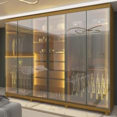 Guarda-roupas Casal 6 Portas com 6 Portas Reflecta com Pés e Led Absol