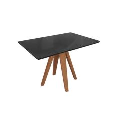 Mesa De Sala Jantar Duna Madeira Maciça C-tampo Madeirado C- Vidro 80x120cm Carvalho-preto Fosco-vidro Preto - Kappesberg