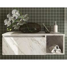 Balcão Gabinete Suspenso para Banheiro sem Cuba 80cm BN3601 Tecnomóbil