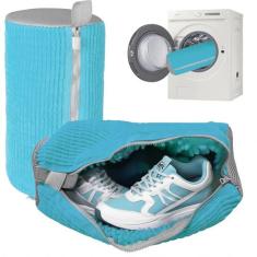 Bolsa para máquina de lavar sapatos, kit de limpeza de tênis para tênis de ginástica e sapatilhas, bolsa de lavanderia com design de proteção com zíper, tamanho grande para sapatos femininos,
