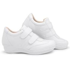Sapato Tênis Branco Feminino Anabela Ortopédico Enfermeira - Skalvin, 