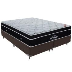 Cama Box Marrom E Colchão Elegant Molas Ensacadas Queen Ortobom