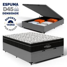 Cama Box Baú Colchão de Espuma D45 Ortobom Airtech 150 Casal, Cinza