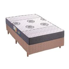 Cama Box Solteiro: Colchão Espuma Polar D45 Pérola + Base CRC Rústico