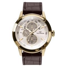Relógio Masculino Technos Grandtech 6P57Ac/2C Dourado Couro