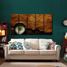 Quadro Decorativo Mapa Mundi Retro 140x65 em tecido 1