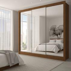 Guarda-Roupa Casal Santiago 3 Portas de Correr 3 Gavetas com Espelho