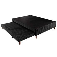 Cama Box Base c/Auxiliar Casal Sommier Rústico Bordado Black (138x188x
