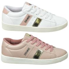 Tênis Casual Star Move Feminino Kit Dois Pares Original, Branco nude, 