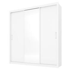 Guarda Roupa Casal Residence 3 Portas Branco Com Espelho - Demóbile Branco