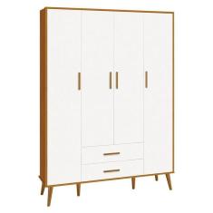 Guarda Roupa Infantil Isis 4 Portas E 2 Gavetas Branco Savana - Reller Móveis Branco Savana