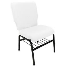 01 Cadeira para Igrejas c/ Porta Biblía e Porta Cálice Branco